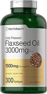 Flaxseed Oil Softgels 3000mg | 300 Count | High Potency | with Omega 3 6 9 | Non-GMO, Gluten Free | Cold Pressed Flax Seed | by Horbaach