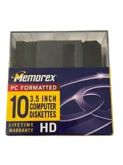 Memorex PC Formatted 10 3.5" Computer Diskettes HD NEW
