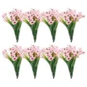 Artificial Flower Heads, Plastic Fake Plants Hydrangea Pink Faux Flowers 24Pcs