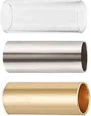 3Pcs Guitar Slide,Guitar Bass Slide Finger Slides, 60MM Medium Glass And Stainless Steel Finger Slides，Glass Guitar Slides Guitar Finger Slides,Durable Metal Guitar Slides (3)