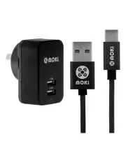[Moki] Braided Type-C Syncharge Cable + Wall Black