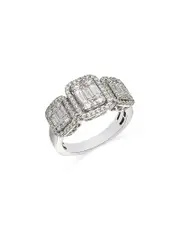 Bloomingdale's Fine Collection Diamond Three Stone Halo Ring in 14K White Gold, 1.20 tcw