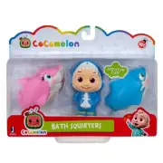 CoComelon Bath Toy Squirters Fun Time Playset Characters JJ & 2 Friend Sharks