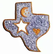 State of Texas Shaped Ceramic Wall Hanging Trivet Moon & Star Handmade Decor