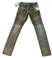 Crysp Denim Mens Jeans Pants Devon Moto Slim Straight Stretch Size 28R NEW!