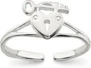 [JewelryWeb] 925 Sterling Silver Solid Love Heart Lock and Key toe ring