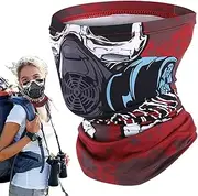 [Generic] Neck Gaiter Face Masque | Cooling Ice Silk Neck Gaiter With Scary Printing | Sun Cooling Neck Cover, Windproof Ice Silk Neck Cooling Motorcycle Face Shield, Washable Breathable Cooling Gaiters