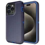 For Apple iPhone 16 Pro Max Case Drop Resistant Defender Tradies Heavy Duty Rugged Shockproof Tough Cover (Navy Blue)
