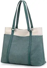 Wxnow Women Laptop Tote Bag Canvas Handbag Purse Shoulder Bag