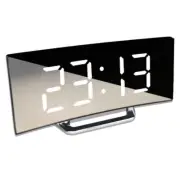 LED Digital Alarm Clock Mains USB Mirror Desktop Clock with Temperature Display