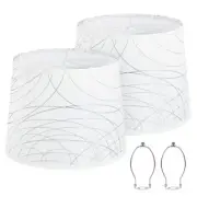 White Lampshades Set of 2 for Table Floor Lamp, Lampshades with Beige, Silver