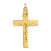 Sterling Silver Gold-Plated Polished Inri Crucifix Cross Pendant