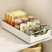 Pull Out Cabinet Organizer, Slide Out Drawers with Adhesive Nano Film & Slide Rail, Heavy-Duty Pull Out Drawers for Cabinets, Roll Out Storage Shelf, Sliding Pantry Shelves for Kitchen (43x20x7CM)