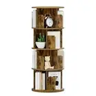 Rotating Bookshelf, 360° Display Standing Book Shelf Organizer, 4-Tier Vintage