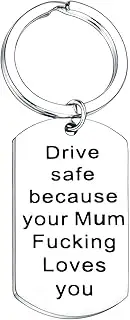 [Nfyxcaz] Drive Safe Keychain New Driver Keyring Gifts for Daughter Son New Driver Gift to Daughter Son from Mum, Silver, One Size