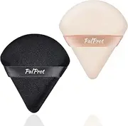 Set of 2 Triangle Makeup Powder Puff Soft Triangle Powder Puff Velour Powder Puff Face Triangle Reusable Triangle Make Up Sponge Pads for Loose Powder Foundation Cosmetics (Black & Pink)