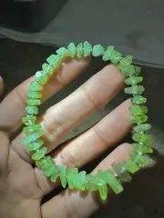 100% Natural Stone Raw Green Peridot Chunk Crystal Bracelet Stretchable Handmade