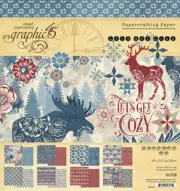 Graphic 45 LET'S GET COZY 8x8 Paper Pad 24 Sheets Mixed Media Scrapbook Snow