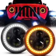 7" inch For Jeep Wrangler JK PATROL LED Projector LED Headlight AMBER Insert 80W