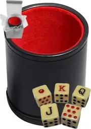 Cyber-Deals Set of Dice Cup Black PU Leather w/Plush Red Felt Lined +...