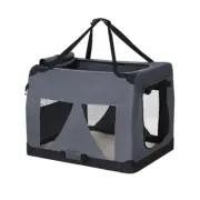 i.Pet Pet Carrier Soft Crate Dog Cat Pup Travel 60x42CM Portable Foldable Grey