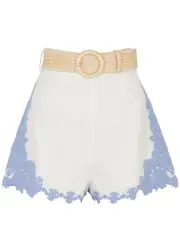 Zimmermann Raie Lace-trimmed Linen Shorts, Shorts, Ivory - 1 1