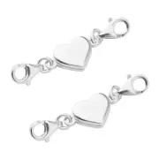2pcs Heart Shaped Magnetic Clasps, Silver Double Jewelry Lobster Clasp Alloy