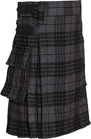 [All Kilts Sports] Men's Acrylic Wool Utility Kilt with Leather Strap
