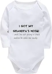 [WOOYONGING] I Got My Grandpa's Nose New Baby Boy Clothes Long Sleeve Boy Outfits White Infant Suits for Boys 0-3 Months