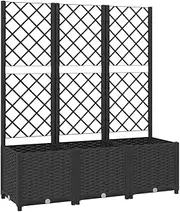 Raised Garden Bed with Trellis, PP Plant Box for Climbing Plants, Planter Gardon Box with Lattice, Trellis Planter Box, Black 120x40x136 cm