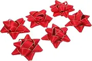 6pcs Christmas Decoration Accessories Christmas Decoration Present Wrapping Decor Present Bows Red Polyester