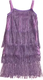 Qiylii Kid Girls Sequin Fringe Tassel Dress Sleeveless Dance Twirly Dresses S...