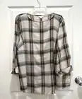 J JILL Top Women 2X Plaid 3/4 Sleeve Flannel Cotton Modal Lightweight NWT