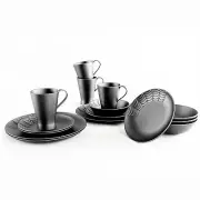 Nomnu Spiderweb Dinnerware Set (16 Pieces) - Goth Dinnerware Set - Black Matt...
