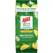 Ajax Eco Antibacterial Disinfectant Surface Cleaning Wipes, Bulk 110 Pack, Fresh Lemon, Multipurpose, Biodegradable and Compostable, Made with Bamboo Fibres