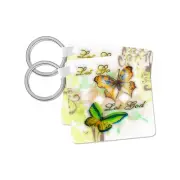 3dRose, Let Go Let God butterfly digital print, Key Chain