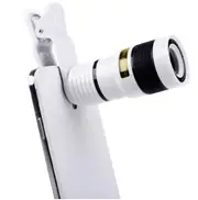 12X Zoom Optical Mobile Phone Telephoto Camera Lens with Clip - white