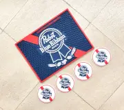 Pabst Blue Ribbon Rubber drip mat bar mat spill mat bar runner &4pcs WH coasters