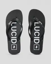 [Lucid] Lucid Men's Merger Flip Flops Slippers in Black/White Size 11 11 Black/White