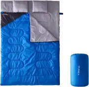 Double Sleeping Bag, Sleeping Bag with 2 Pillows, Queen Size XL Bag for 2 People