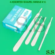 4 ASSORTED SCALPEL KNIFE HANDLE #4 + 100 SURGICAL STERILE DISSECTING BLADES #23
