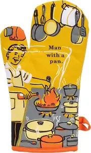 Oven Mitt, Man with a Pan. Super-Insulated Quilting, Natural-Fitting Shape, 100%