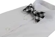 [Zasel] Mens White & Black Large Checkered Patterned Bow Tie Black, White