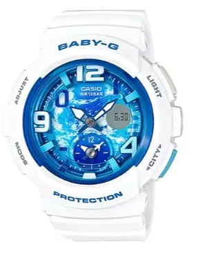 【萬錶行】CASIO BABY-G 海灘旅行系列清澈藍天兩地時間休閒錶  BGA-190GL-7B