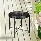 Iron Outdoor Side Table Small Accent End Table for Garden Balcony Office