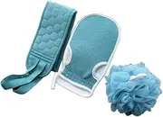 3pcs/Set Bath Body Shower Back Scrubber Brush Set for Shower Washer Easy to Clean Exfoliating Pad for Men Women Face and Back Washing Spa Massage - Bathroom Accessories (Blue, Pack of One)