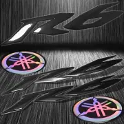 2 x 6" ABS 3D Logo Emblem Decal+"Laser" Neo Chrome Sticker for YZF-R6/R6S Black