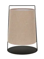 Hugo 1 Lamp Table Lamp in Black with Natural Shade