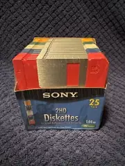SONY 2HD 3.5 FLOPPY DISK DISKETTES 25-PACK 1.44 MB IBM FORMATTED NEW SEALED 2002