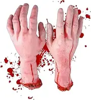 Fake Severed Hand | Scary Gauze with Blood Creepy Halloween Prop | Horror Party Supplies for Halloween Parties, Vampire Makeup, Costume Parties, Zombie Makeup Catcoq